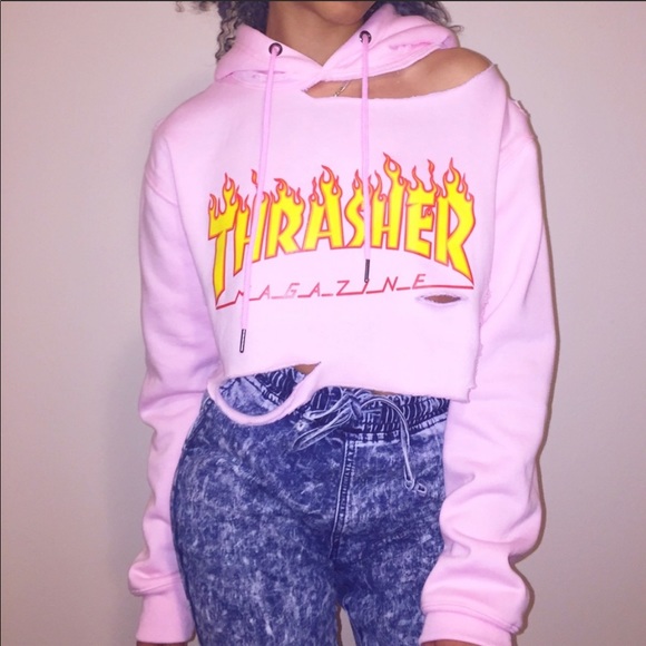 baby pink thrasher hoodie